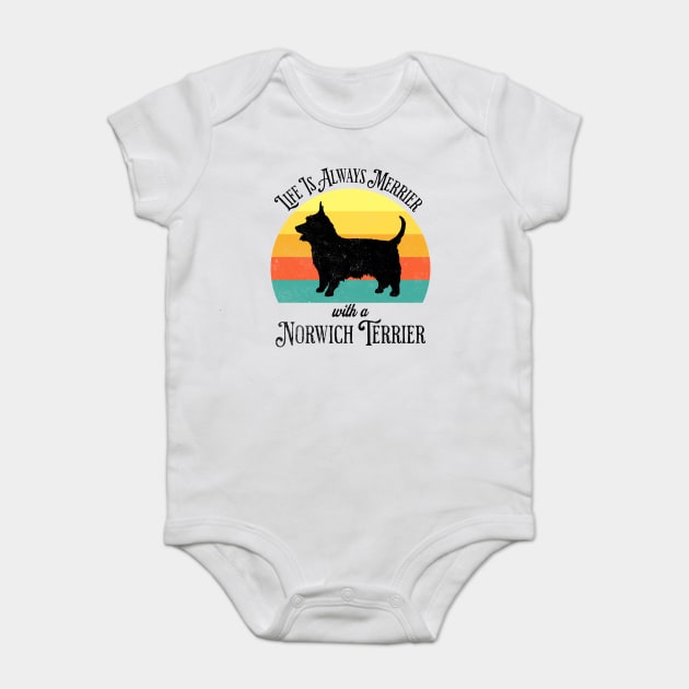 Life Is Always Merrier With A Norwich Terrier sunset design Baby Bodysuit by Luxinda